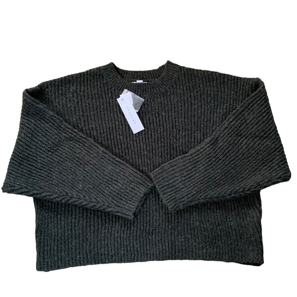 Topshop New With Tags Crop Batwing Sleeve Cable Knit Sweater Charcoal Gray - Picture 1 of 10